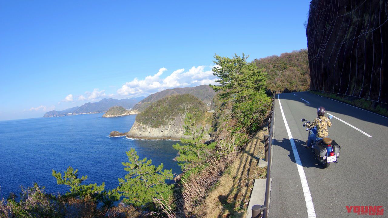 バイクで巡るニッポン絶景道 静岡県 富士見彫刻ライン 断崖絶壁をトラバース Webヤングマシン 最新バイク情報