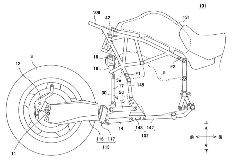 カワサキの公開特許図|ビモータが新プロジェクト!! 謎のリンケージ写真をSNSで公開