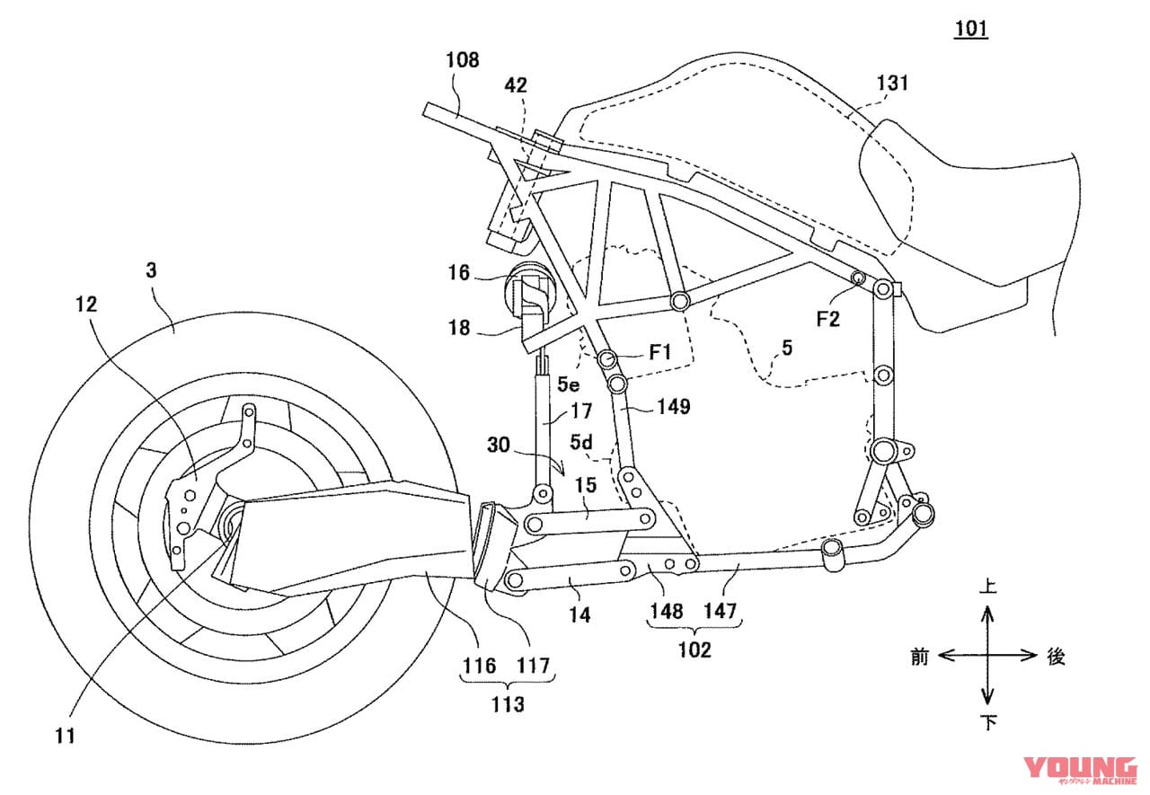 カワサキの公開特許図|ビモータが新プロジェクト!! 謎のリンケージ写真をSNSで公開