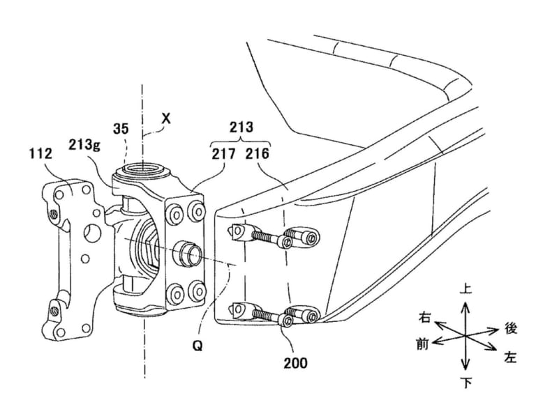 カワサキの公開特許図|ビモータが新プロジェクト!! 謎のリンケージ写真をSNSで公開