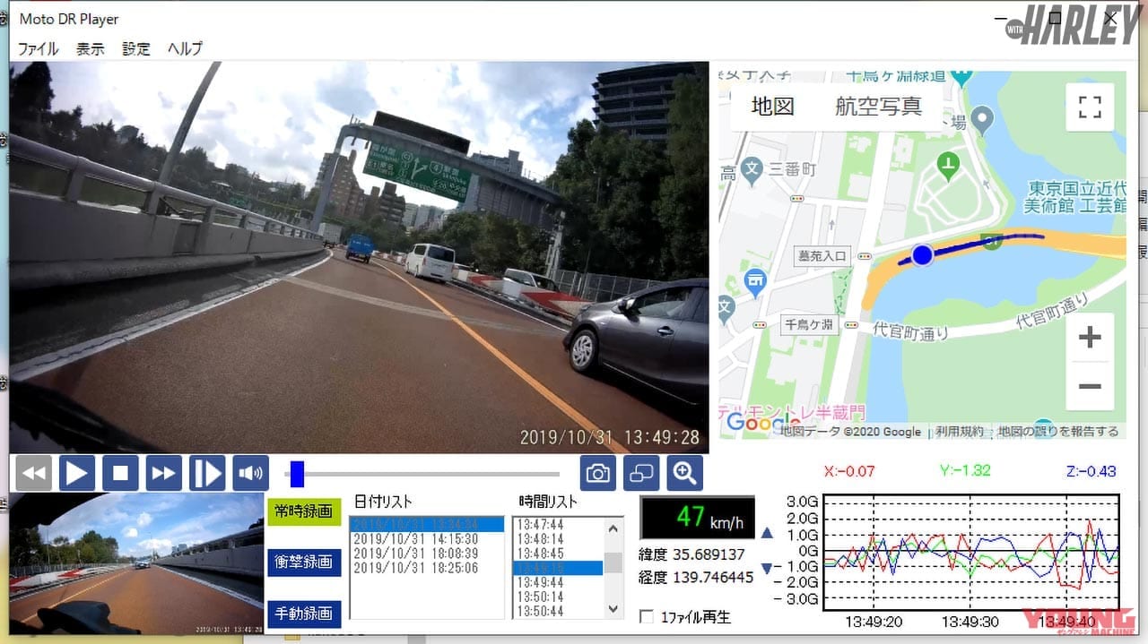 PCでの使用画面|バイク専用ドライブレコーダー「EDR-21G」ハーレー装着体験レポート〈後日編〉