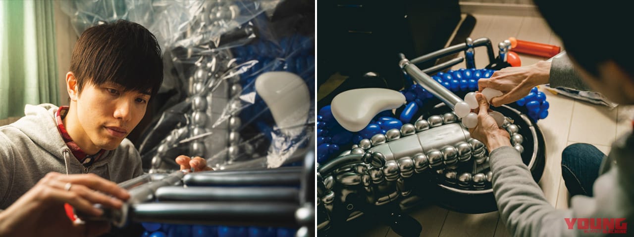 風船でできたスーパーカブ「浮かれたスーパーカブ」(バルーンアーティスト Masayoshi matsumoto)|ホンダのクリエイター応援プロジェクト「THE POWER OF CRAFTS」始動