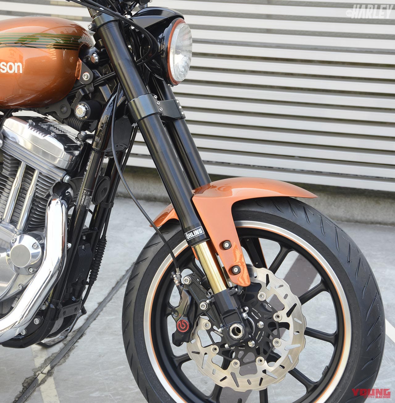 フロントフォークをオーリンズの倒立|ハーレースポーツスター883スーパーロー カスタムプロジェクト 後編【一国サイクルワークス】