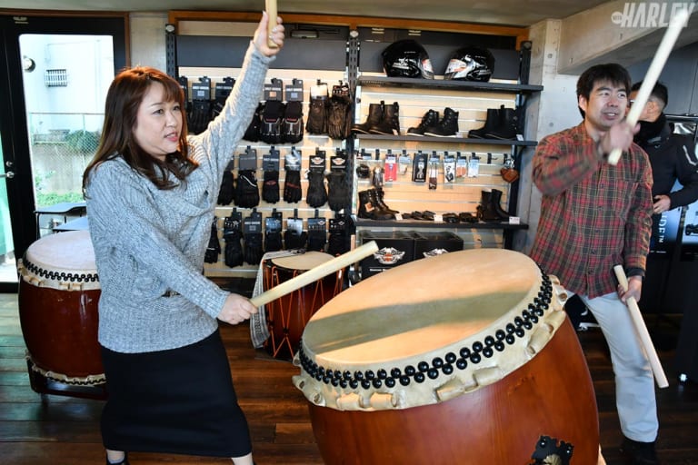 お客さんも和太鼓を叩かせてもらった|ハーレー東久留米、新型コロナショック前のイベント振り返り【国友愛佳&rurikoも参戦】