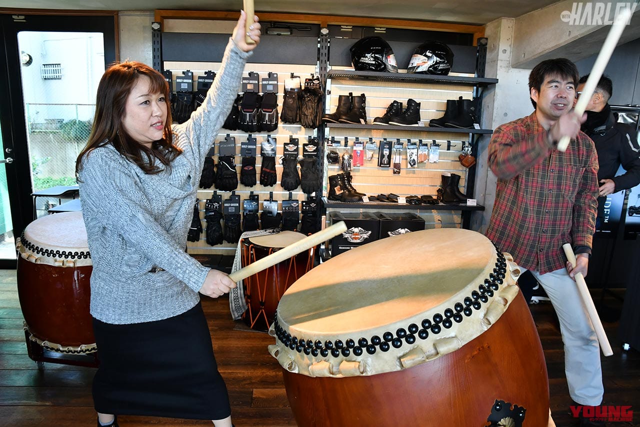 お客さんも和太鼓を叩かせてもらった|ハーレー東久留米、新型コロナショック前のイベント振り返り【国友愛佳&rurikoも参戦】