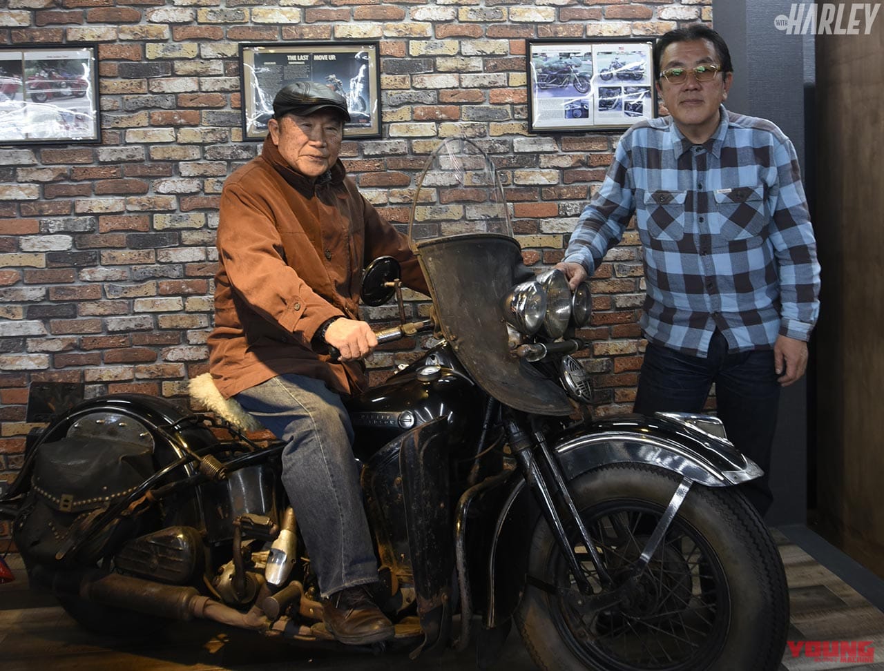 マイパフォーマンスに展示してある戦前のナックル|父・子・孫、3代揃ってハーレーを走らせる喜び 【ハーレーダビッドソンとともに】