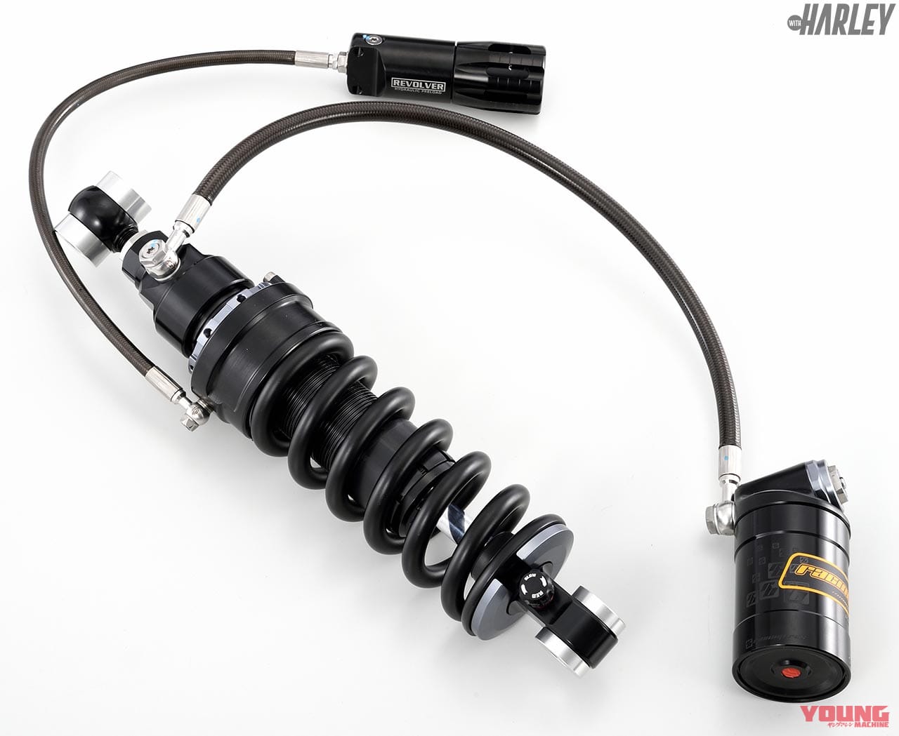 RACINGBROS shock Spec SHICANE HLR+REVOLVER|減衰/プリロード/車高調整機構を持つハーレー用リヤサス【レーシングブロス】