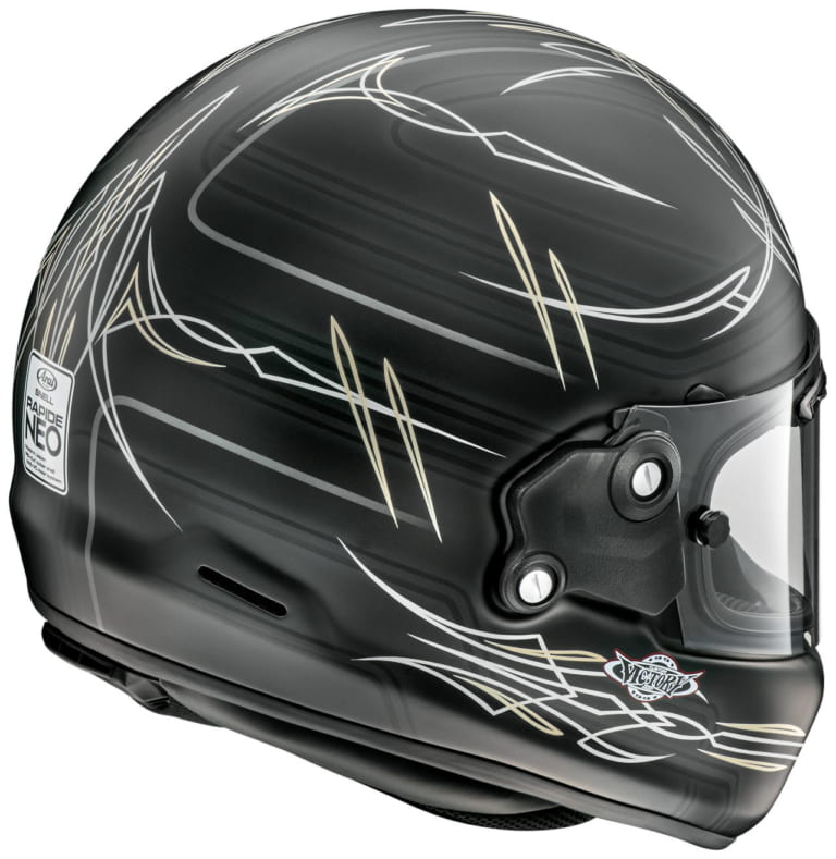 アライヘルメット ラパイドNEOビスタ|手描き風のピンストライプが渋い! アライヘルメット「ラパイドNEOビスタ」by ビクトリーカスタムペイント