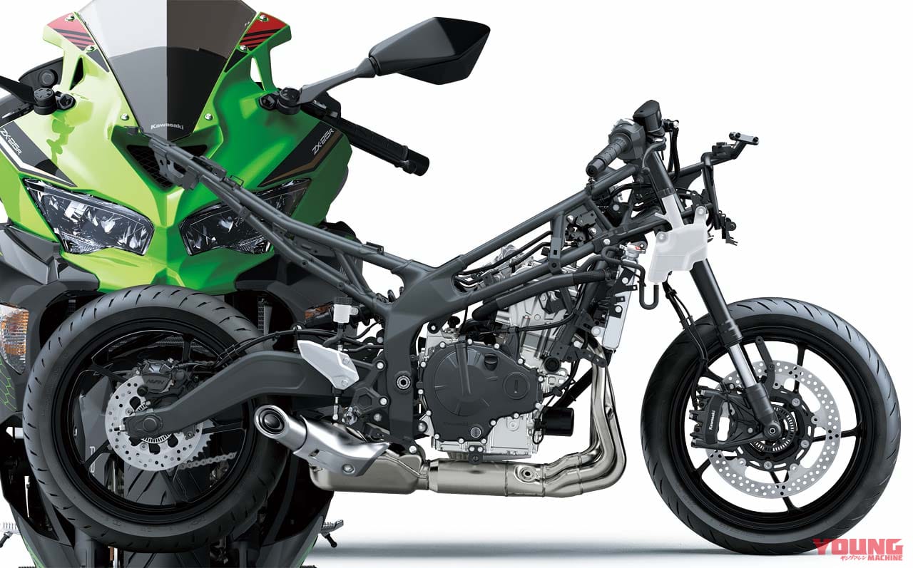 |ニンジャZX-25Rの車体は”初物&最強”尽くし【1クラス上のフレーム、サス、ブレーキ】