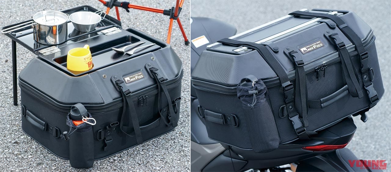 |モトフィズ キャンプテーブルシートバッグ試用インプレ【上面がテーブルに早変わり】