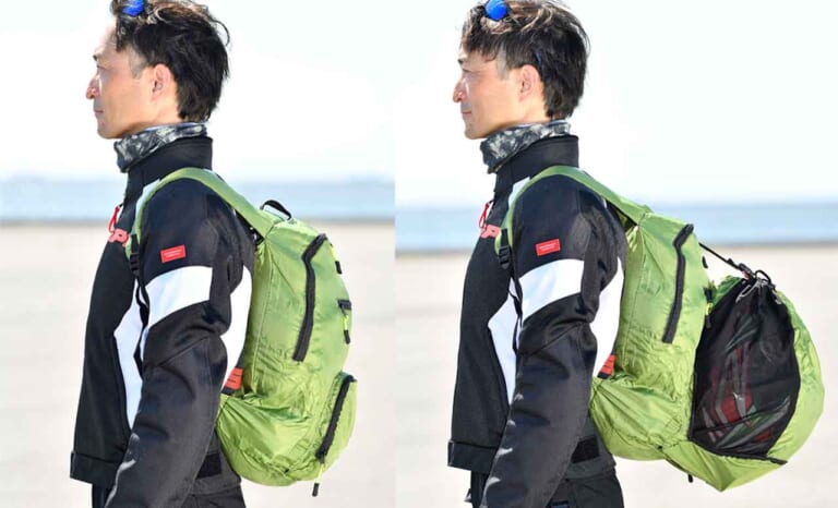 デグナー ポケッタブルヘルメットリュック試用インプレッション|デグナー ポケッタブルヘルメットリュック試用インプレ【フルフェイスもOKのエコバッグ】