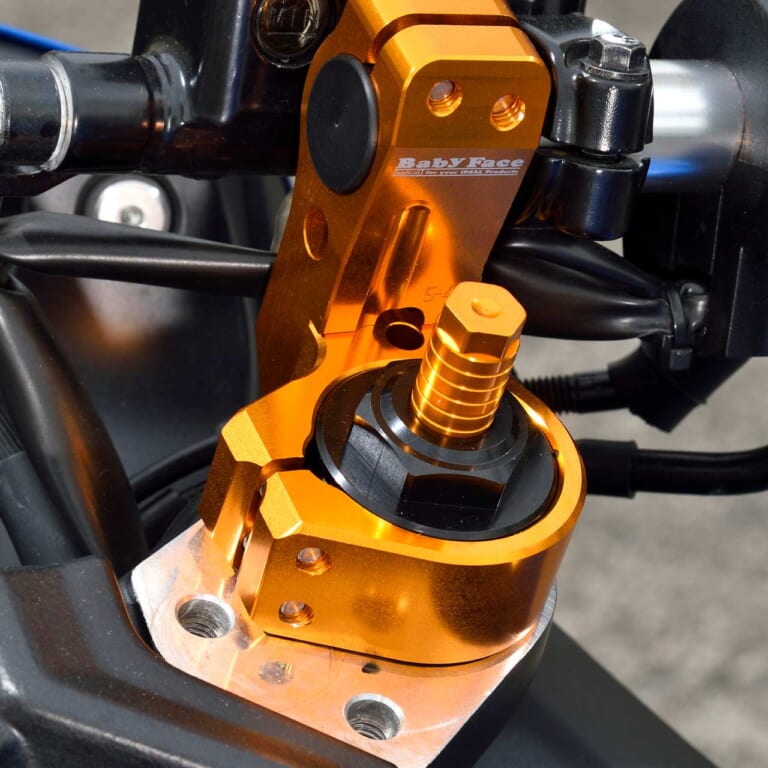 ベビーフェイス フロントフォーク トップキャップ|ジクサーSF250ベビーフェイスカスタム【軽量マシンにマッチした高品質パーツ】