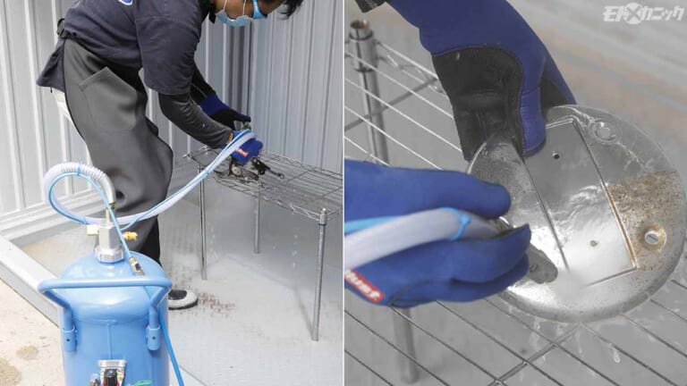 素材を傷つけにくい重曹メディアでクロームめっきのサビをクリーニング 
