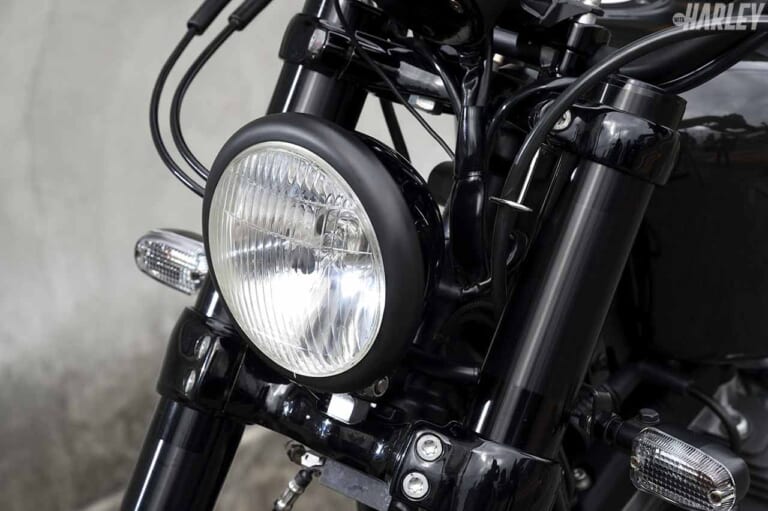 トランプサイクル バブルトップヘッドライトレンズ|ハーレー用H4ヘッドライト&サイドカバーマウントキット〈トランプサイクルオリジナル〉