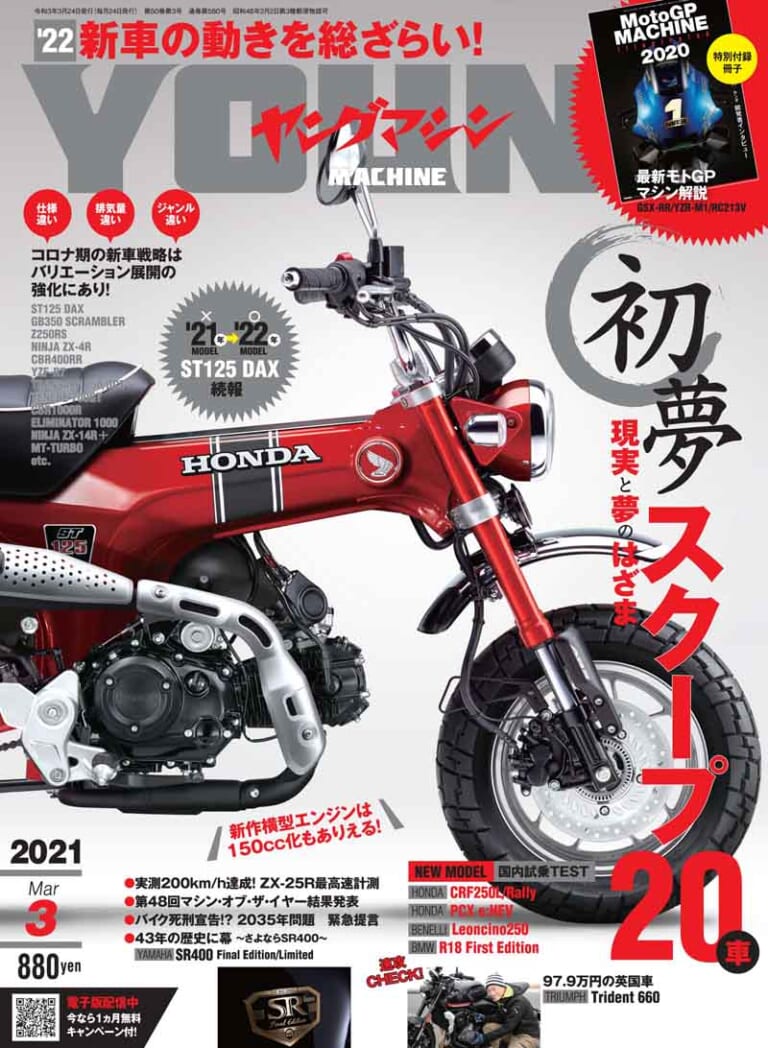 ヤングマシン2021年3月号|ヤングマシン2021年3月号は1/22発売!『初夢スクープ×20車』で2022年モデルを語る!