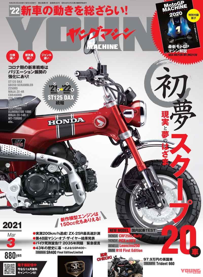 ヤングマシン2021年3月号|ヤングマシン2021年3月号は1/22発売!『初夢スクープ×20車』で2022年モデルを語る!