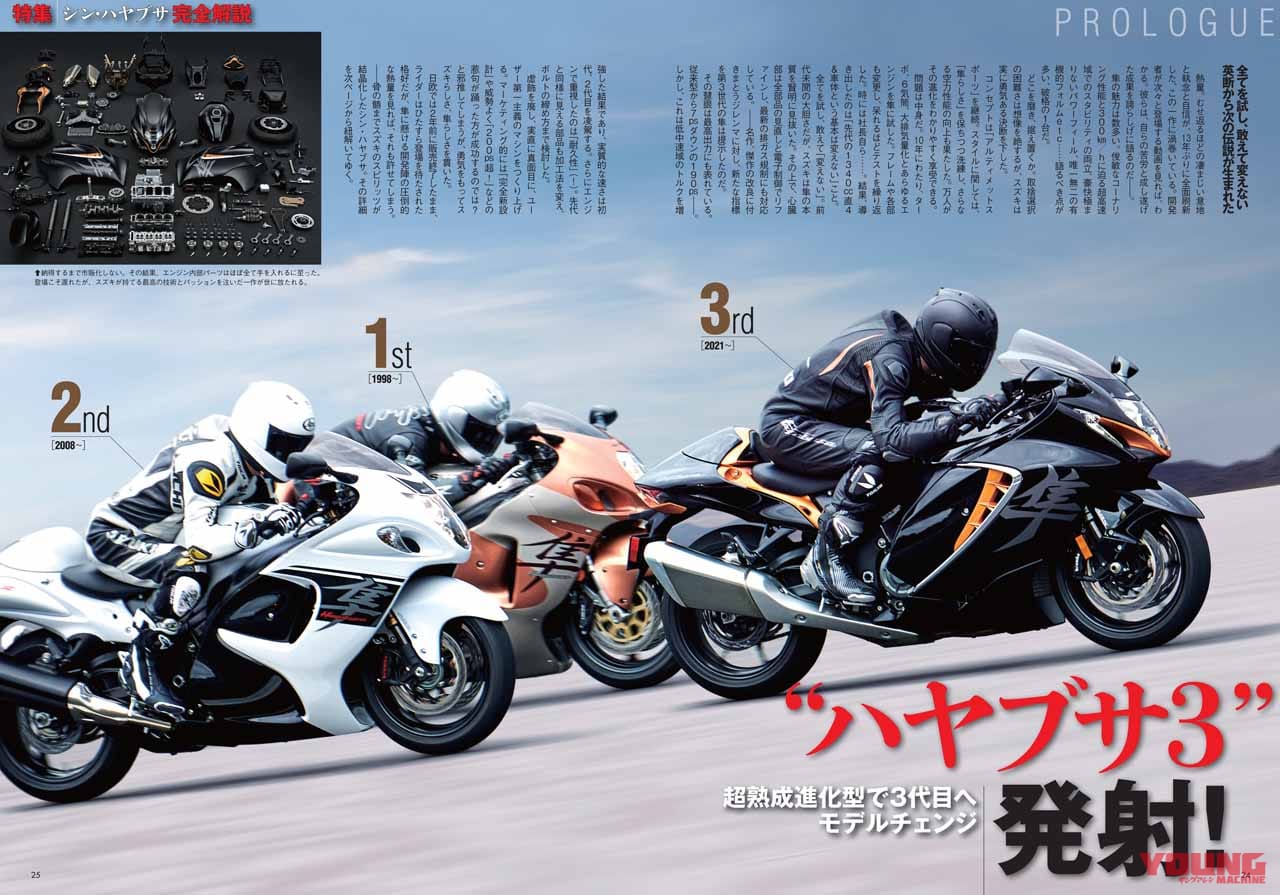 |ヤングマシン4月号は2/24発売!特集『シン・ハヤブサ』他、ダブル付録はGB350とSR400だ!