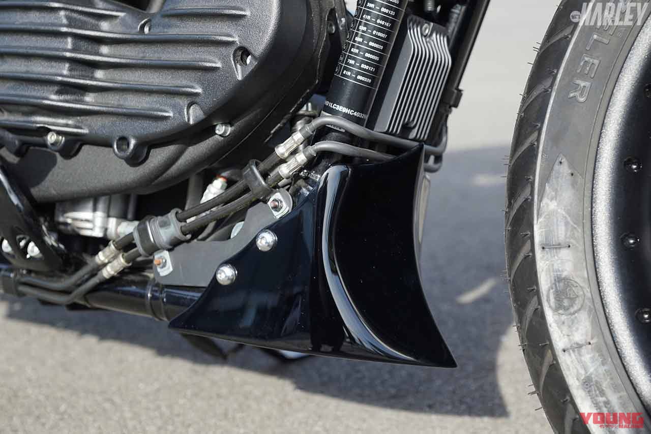 ハーレーダビッドソン スポーツスター トライジャカスタム「地神」チンスポイラー|ハーレーカスタムトレンドニュース:1台のカスタムマシンに込められた”和魂洋才”の精神〈トライジャ 地神〉