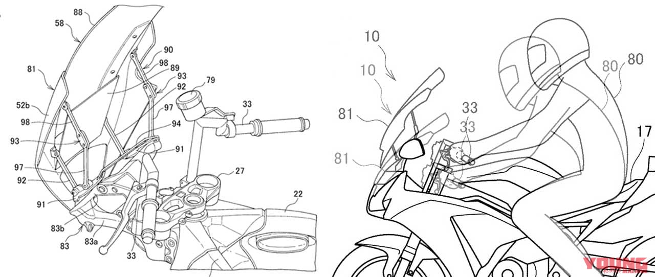 YM未来予想|ホンダCB1000R|電動式可変スクリーン特許図|ユーロ5対応完了のCB1000R、いよいよ派生車展開を発動するのか?!〈YM未来予想〉