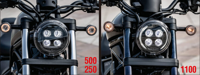 ホンダ レブル1100/500/250|ヘッドライト|ホンダ レブル1100/500/250=3兄弟試乗インプレ徹底比較【コスパ王頂上決戦?!】
