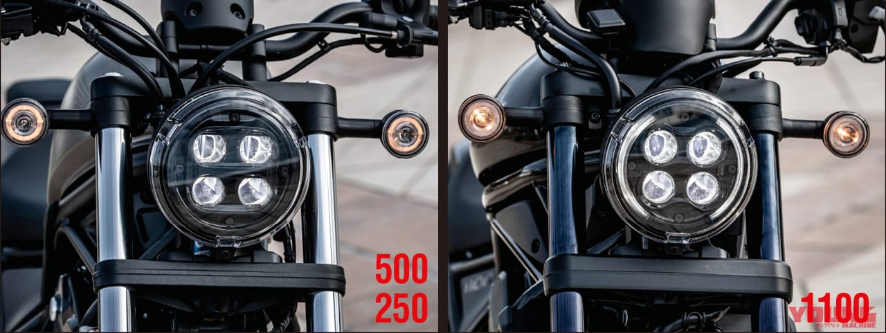 ホンダ レブル1100/500/250|ヘッドライト|ホンダ レブル1100/500/250=3兄弟試乗インプレ徹底比較【コスパ王頂上決戦?!】