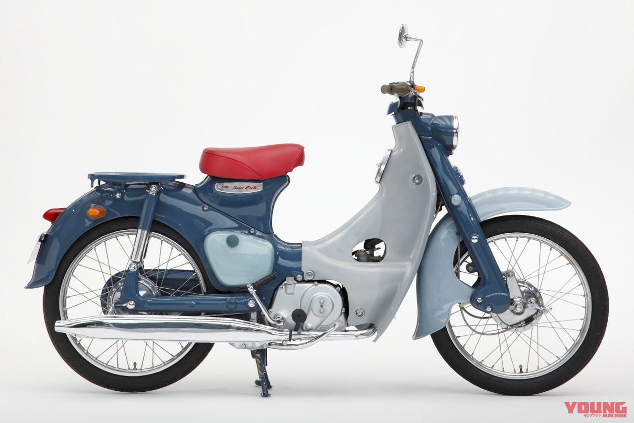 ホンダ|スーパーカブC100|1958年|「働くバイクの元祖」「出前仕様!」カブの左手のところにレバーがないのはなぜ?