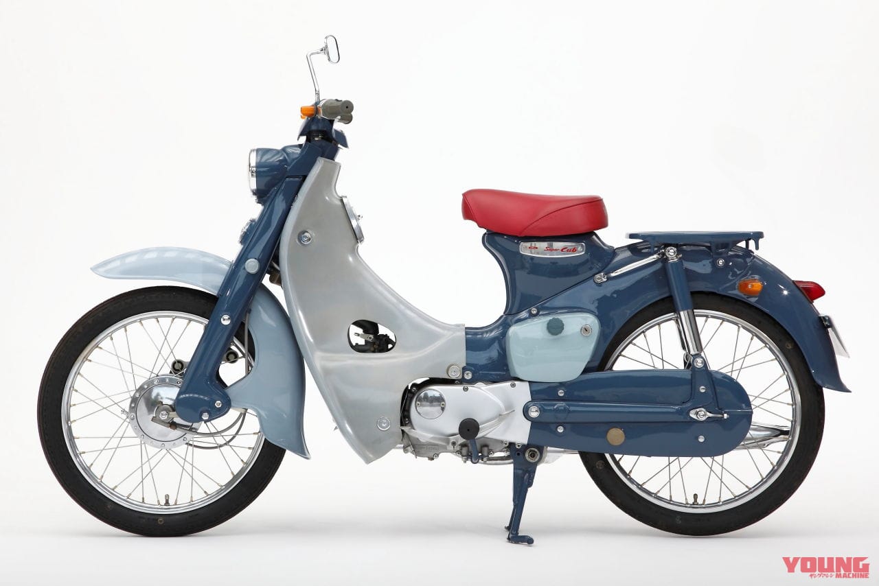 ホンダ|スーパーカブC100|1958年|「働くバイクの元祖」「出前仕様!」カブの左手のところにレバーがないのはなぜ?