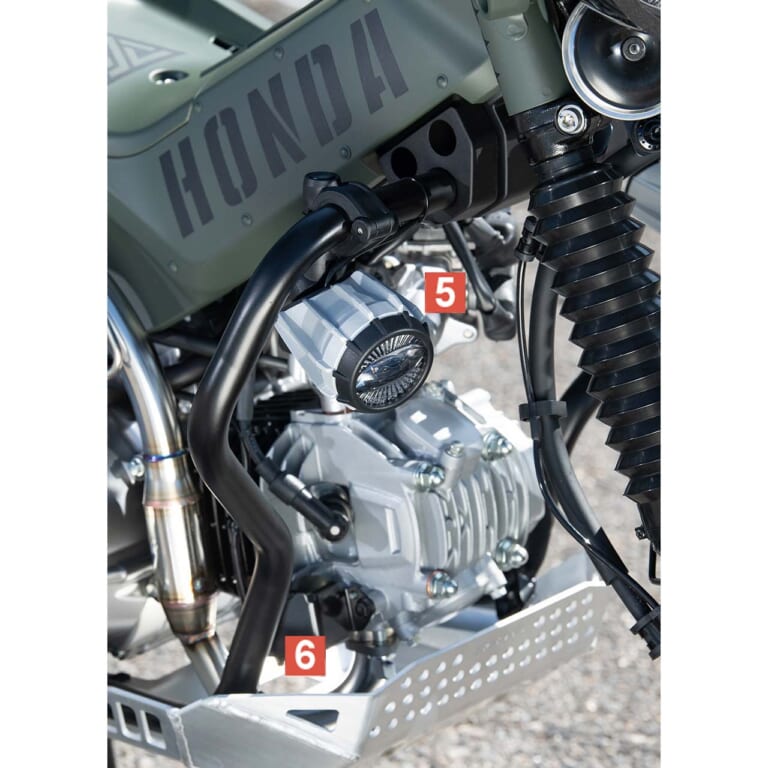 ホンダCT125ハンターカブ|ダートフリーク|KAPPA LEDフォグライト/ZETA エンジンプロテクションガード アンダーフレームキット|冒険味溢れるCT125ハンターカブ用カスタムパーツ【専用釣り竿ホルダーも!!|ダートフリーク】