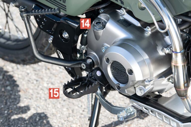 ホンダCT125ハンターカブ|ダートフリーク|ZETA オイルフィラーキャップ/DRC ワイドフットペグ|冒険味溢れるCT125ハンターカブ用カスタムパーツ【専用釣り竿ホルダーも!!|ダートフリーク】