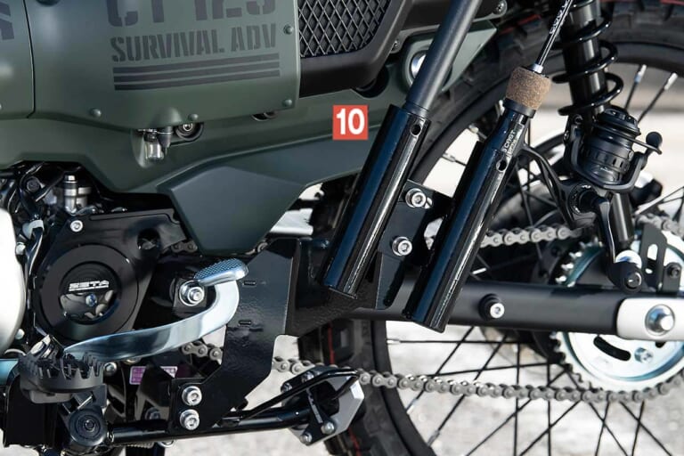 ホンダCT125ハンターカブ|ダートフリーク|DRC フィッシングロッドホルダー|冒険味溢れるCT125ハンターカブ用カスタムパーツ【専用釣り竿ホルダーも!!|ダートフリーク】