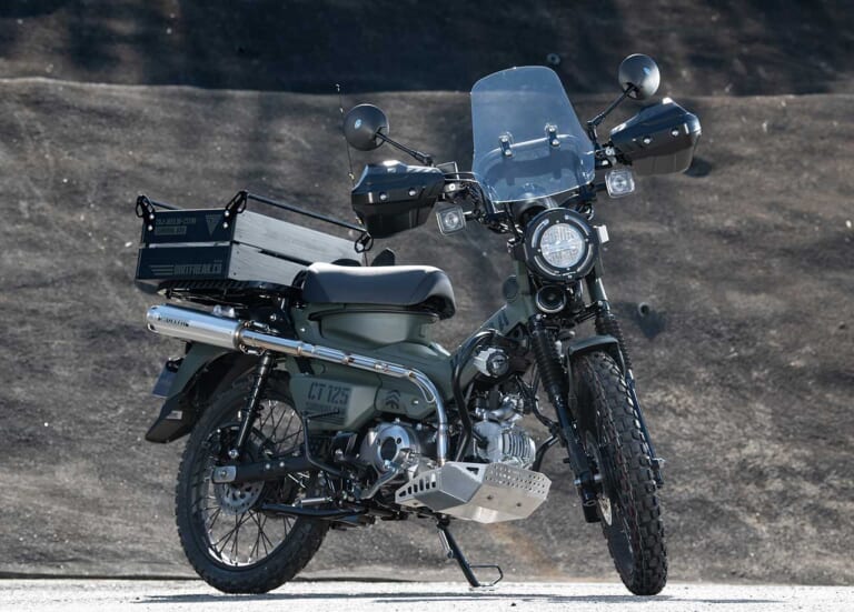 ホンダCT125ハンターカブ|ダートフリーク|コンセプトモデル「サバイバルアドベンチャー」|冒険味溢れるCT125ハンターカブ用カスタムパーツ【専用釣り竿ホルダーも!!|ダートフリーク】