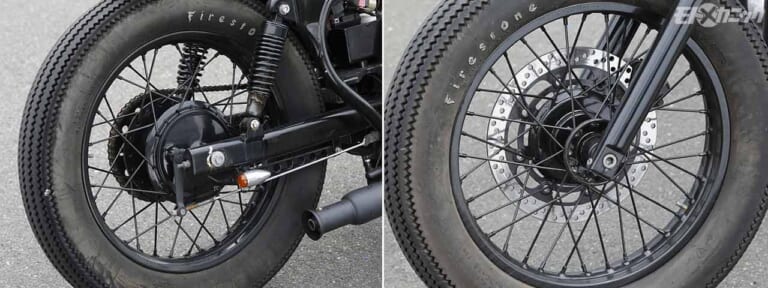 カワサキエストレヤカスタム|前後スポークホイール|カワサキ エストレヤのカスタムマシンはスポークホイールを半艶黒の丸塗りに〈美的バイク進化論〉