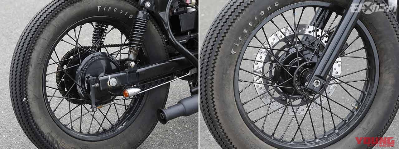 カワサキエストレヤカスタム|前後スポークホイール|カワサキ エストレヤのカスタムマシンはスポークホイールを半艶黒の丸塗りに〈美的バイク進化論〉