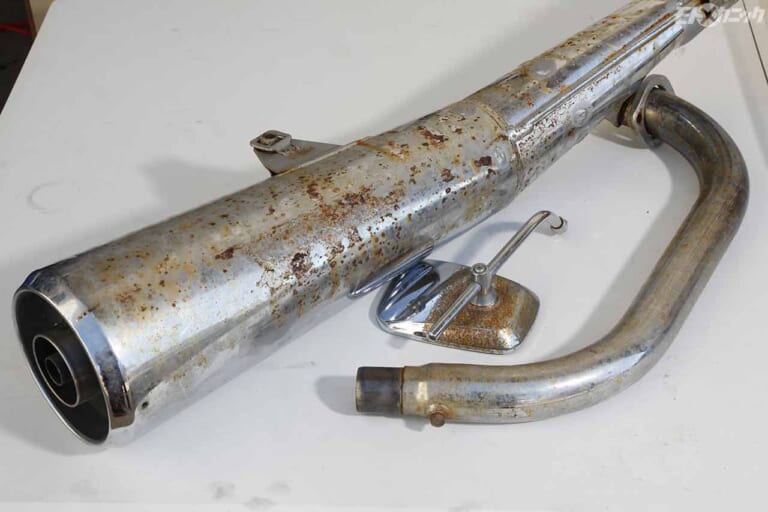 EZブラスト|クロームメッキのサビ落とし|重曹クリーニングはクロームメッキのサビやエンジン部品のカーボン除去に効果絶大〈EZブラスト〉