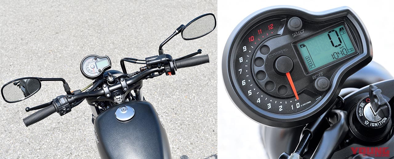 ヒョースンGV125Sボバー|ハンドル&メーター|ヒョースンGV125Sボバー試乗インプレッション【唯一無二! 優秀な原付二種ボバー】