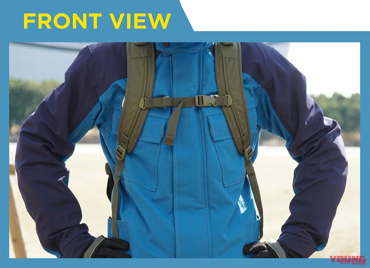 レインカバー付きバックパック|ゴールドウイン GSM27011 X-OVERデイパック27|フロント|林道ツーリングにピッタリの高機能なバックパック×11選〈後編〉