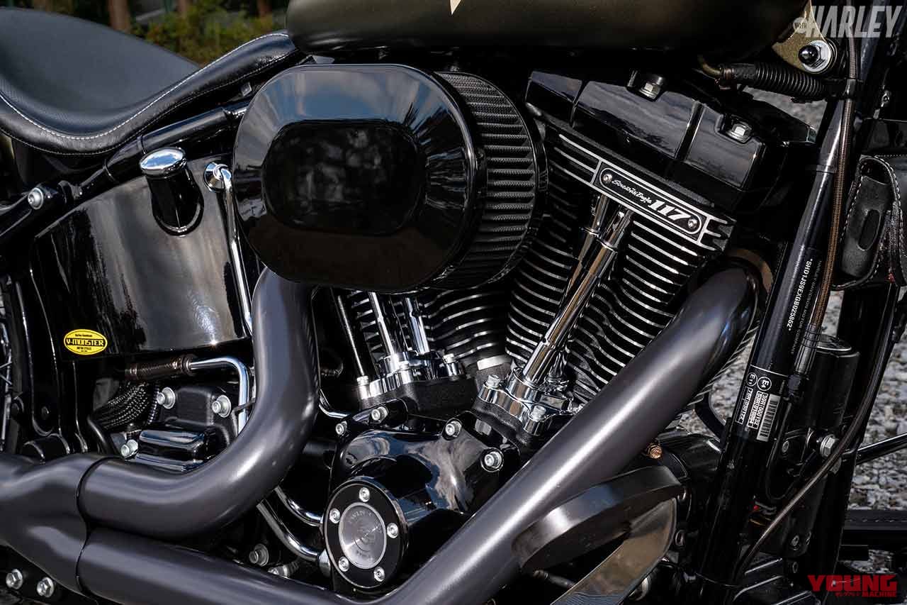 ハーレーダビッドソン|FLSSソフテイルスリム|ブイモンスターカスタム|エンジン|ハーレーカスタムトレンドニュース:2台のFLSSを一卵性双生児フルカスタム〈ブイモンスター〉