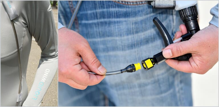 タイチ リキッドウインド|チューブ装着&キットに接続|タイチ×マンダム共同開発「リキッドウインド」は体感温度を5.2度下げる夏ツーリング必須アイテム