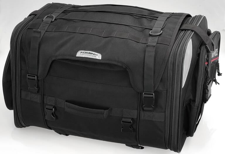 バイクでソロキャンプ|大型シートバッグ|コミネ ロングジャーニーシートバッグ|“バイクでソロキャンプ”荷物の量を決める大型シートバッグの選び方【初心者は大きいサイズを選ぶべし】
