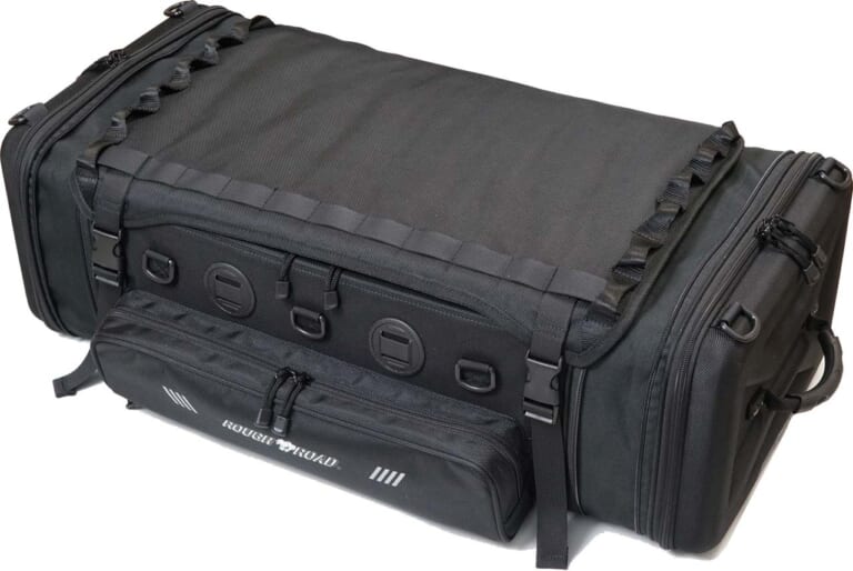 バイクでソロキャンプ|大型シートバッグ|ラフ&ロード コンテナシートバッグ64 RR9038|“バイクでソロキャンプ”荷物の量を決める大型シートバッグの選び方【初心者は大きいサイズを選ぶべし】