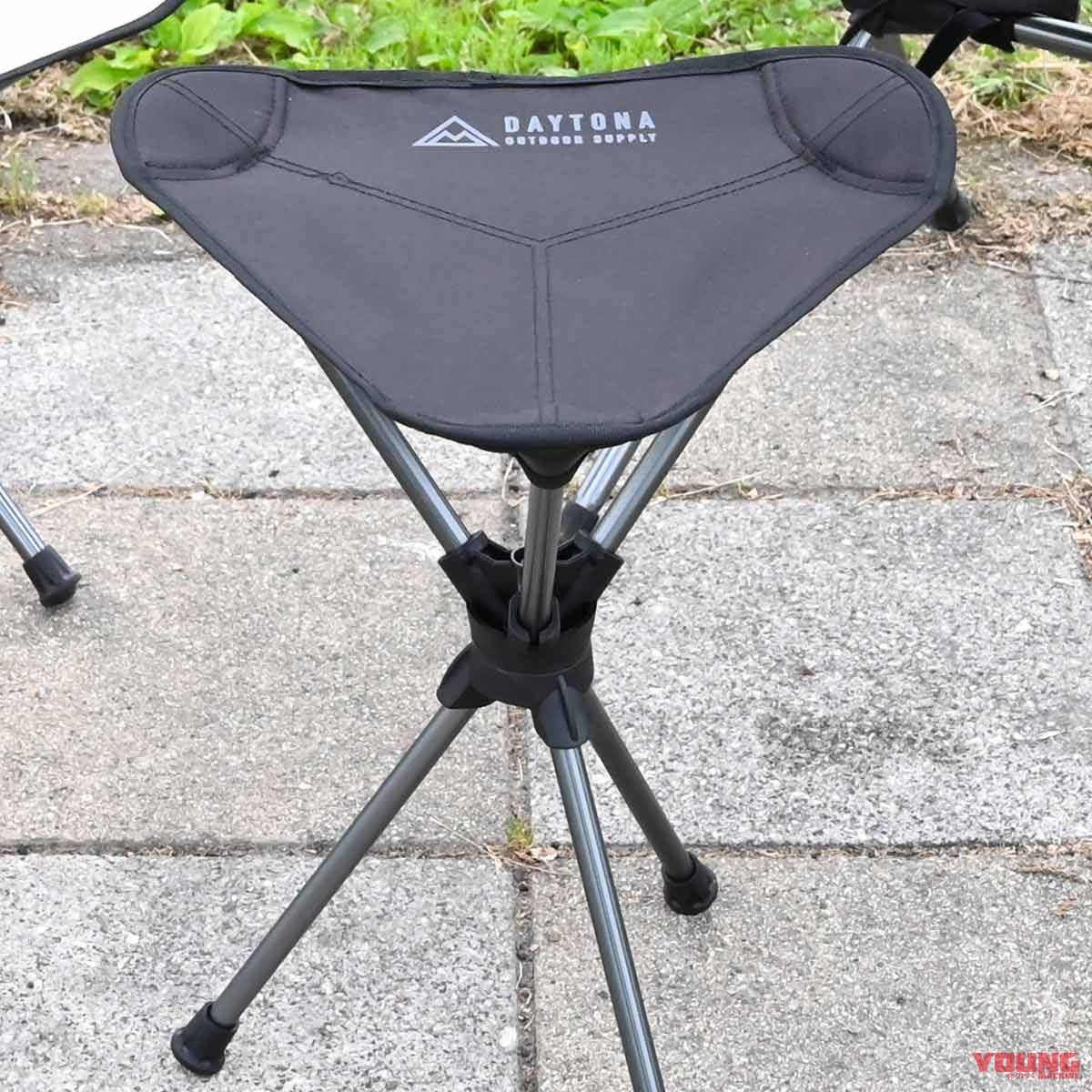 バイクでソロキャンプ|チェア|デイトナ ポータブルチェア|バイクでキャンプツーリング:失敗しないチェア&テーブルの選び方&おすすめ6選
