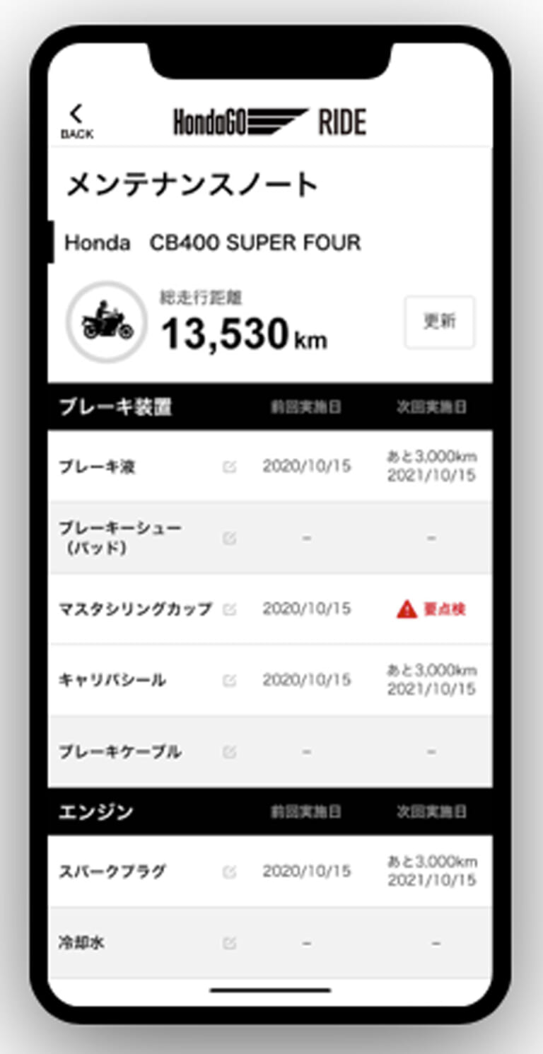 スマホアプリ|ホンダゴーライド|メンテナンスノート機能|スマホアプリ「ホンダゴーライド」岡崎静夏試用インプレ【バイクライフがもっと楽しくなる】