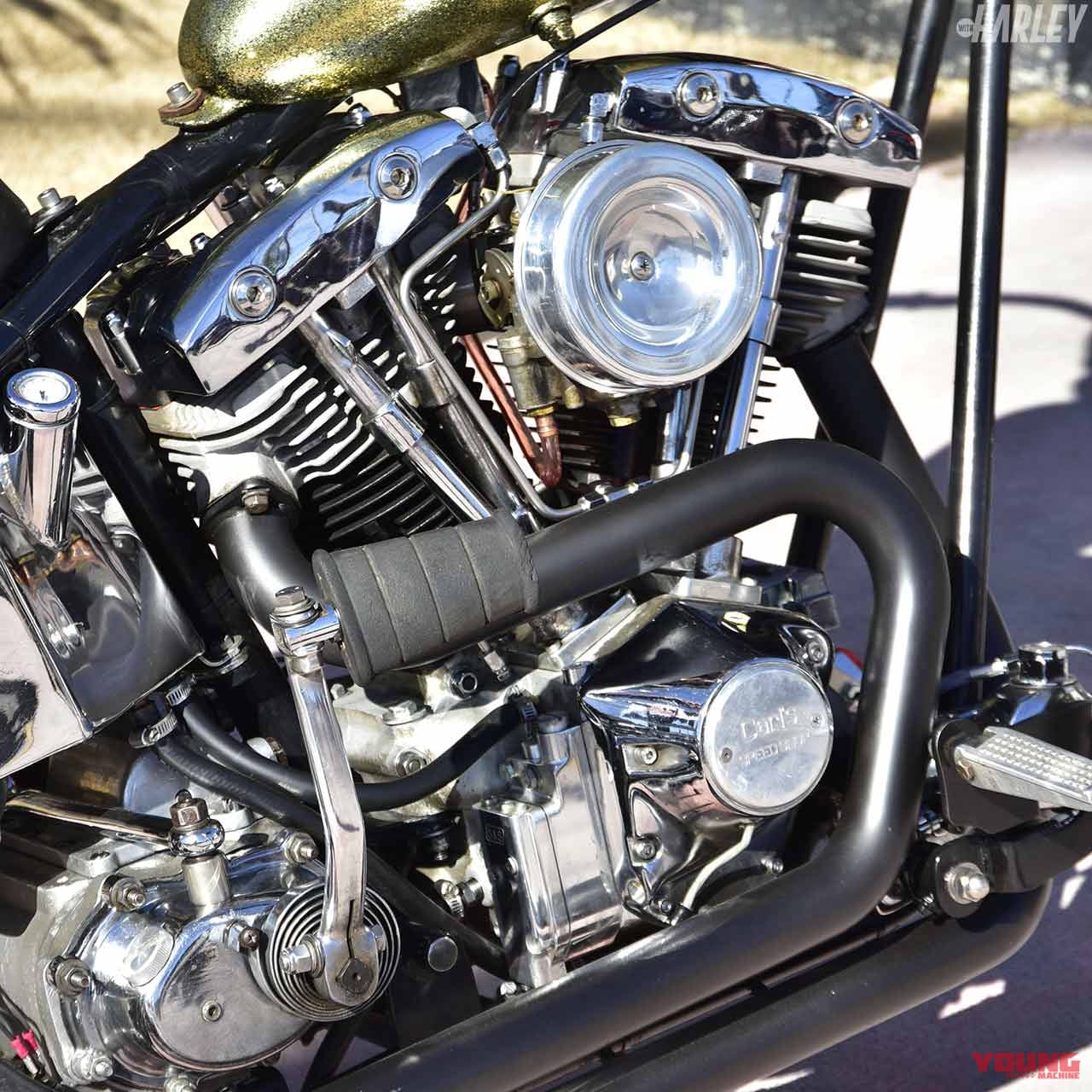 ハーレーダビッドソン リジッドショベルチョッパーカスタム|マイパフォーマンス|エンジン|ハーレーカスタムトレンドニュース:’78リジッドショベルチョッパー【’70’sの香りが放つ強烈なインパクト】