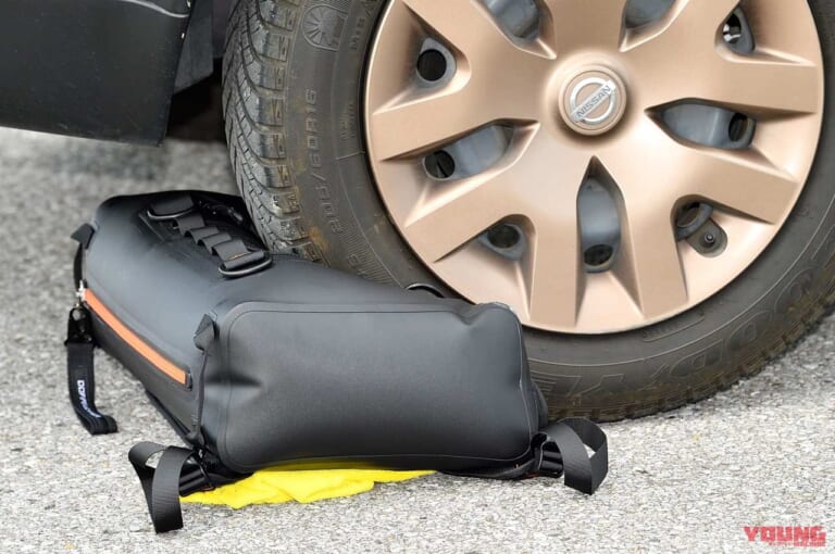 ドッペルギャンガー|TPUウォータープルーフバックパック|乗り上げ実験|ドッペルギャンガー TPUウォータープルーフバックパック試用インプレ【完璧な防水性&空気も漏らさず!】