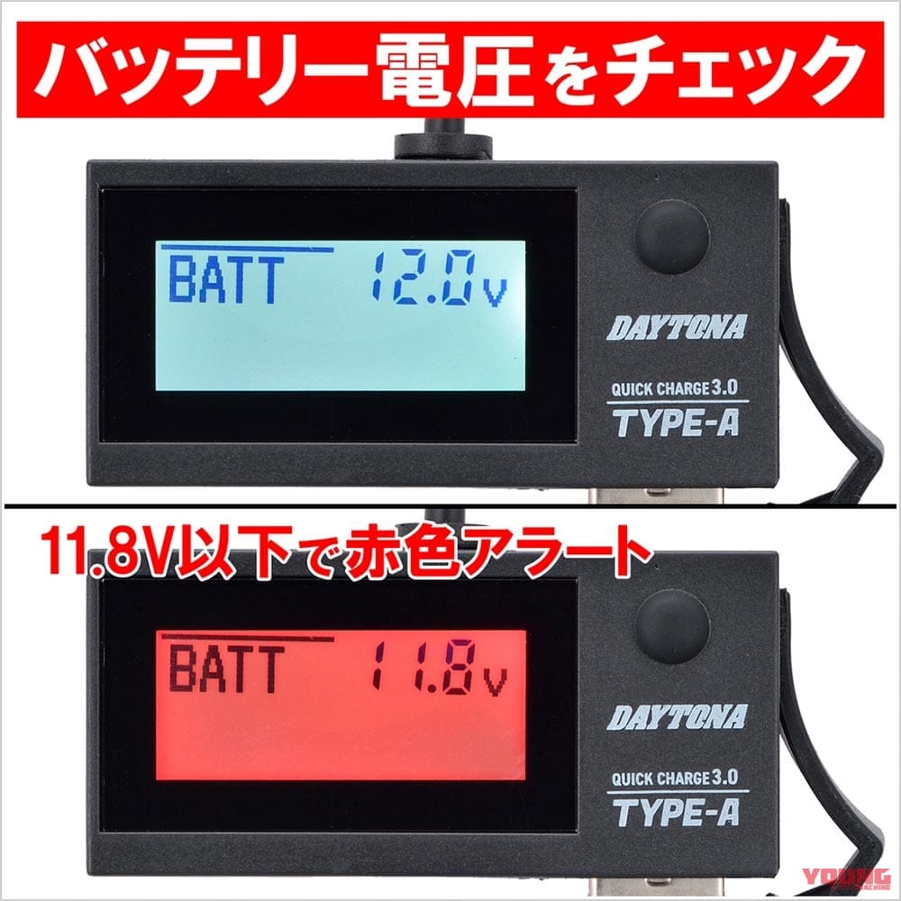 デイトナ|デジタル電圧計&USB電源Type-Cイープラスチャージャー|バッテリー電圧表示|デイトナ デジタル電圧計&USB電源Type-C「イープラスチャージャー」試用インプレッション