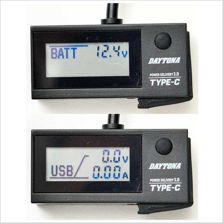 デイトナ｜デジタル電圧計＆USB電源Type-Cイープラスチャージャー｜USB出力表示