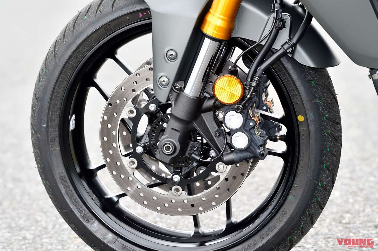 ヤマハ トレーサー9GT|フロントホイールまわり|ヤマハ トレーサー9GTディテール写真解説【電サス/シフター/クルコン装備のお買い得仕様】