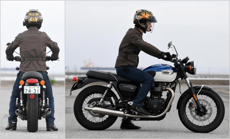 トライアンフ ボンネビルT100|ライディングポジション|スタイリング|大型ビギナーに最適! トライアンフ ボンネビルT100試乗インプレッション【完成度の高いエンジンを搭載】