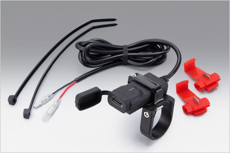 キジマ|USBポートキット シングル ハンドルクランプタイプC|セット内容|ハンドルバーにコンパクト装着! 急速充電に対応したUSB-C電源ポート〈キジマ〉