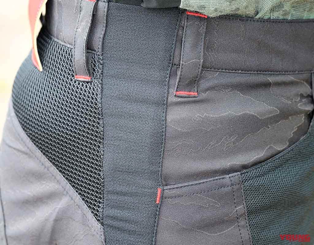 クシタニ|ライディングパンツ|K-2373 エアーライドワークボトムス|ウエスト|クシタニ エアーライドワークボトムス試用インプレッション【ムラなく涼しいスマートなパンツ】